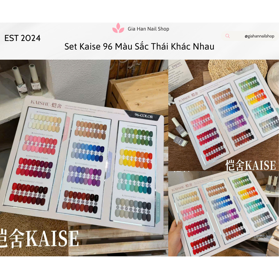 Set Sơn Gel Kaise 96 Màu Bảng Màu Quốc Dân Toàn Diện Cho Tiệm Nail - Gia Hân Nail