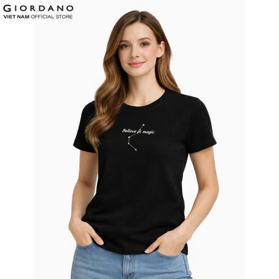 GIORDANO Áo Thun Nữ Ngắn Tay In Hình 5395239
