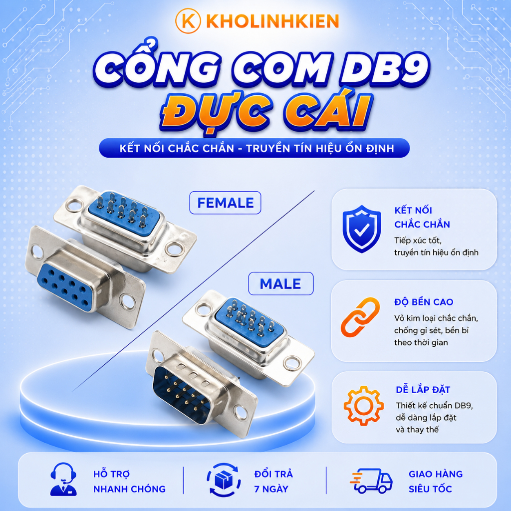 Cổng Com DB9 Đực Cái Vỏ DB9 Jack Nối DB9   Kholinhkien