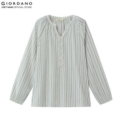 GIORDANO Áo Sơ Mi Nữ Dài Tay Linen Shirt 5345220