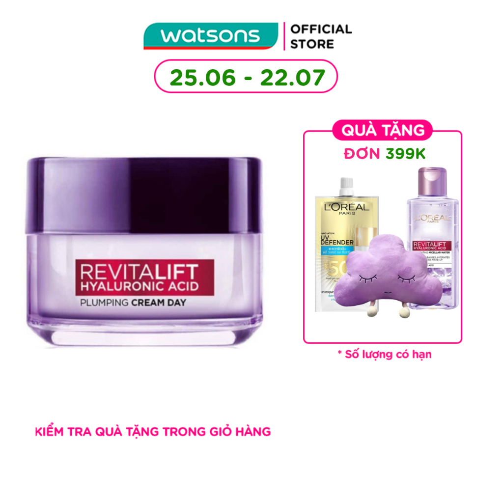 Kem Dưỡng Ban Ngày L'Oreal Paris Revitalift Hyaluronic Acid Plumping Cream Day Cấp Ẩm 50ml