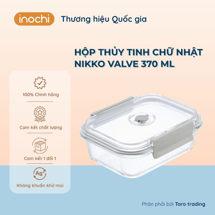 Hộp Thủy Tinh Chữ Nhật  Nikko Valve | Bảo Quản Đồ Ăn Tươi Ngon Trong Tủ Lạnh Thủy Tinh Chịu Nhiệt  |