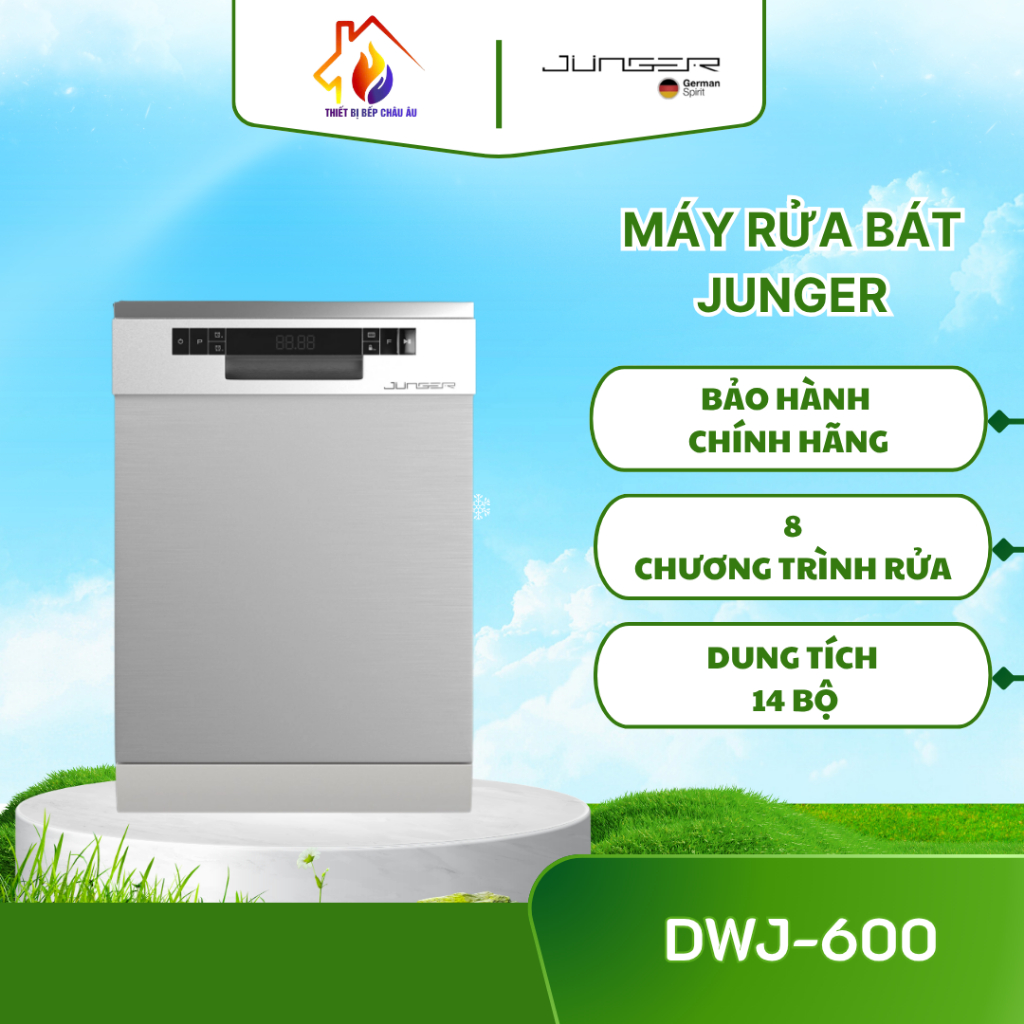 MÁY RỬA BÁT JUNGER DWJ-600 – Dung Tích 14 Bộ, Super Dry Tech UV Khử Khuẩn