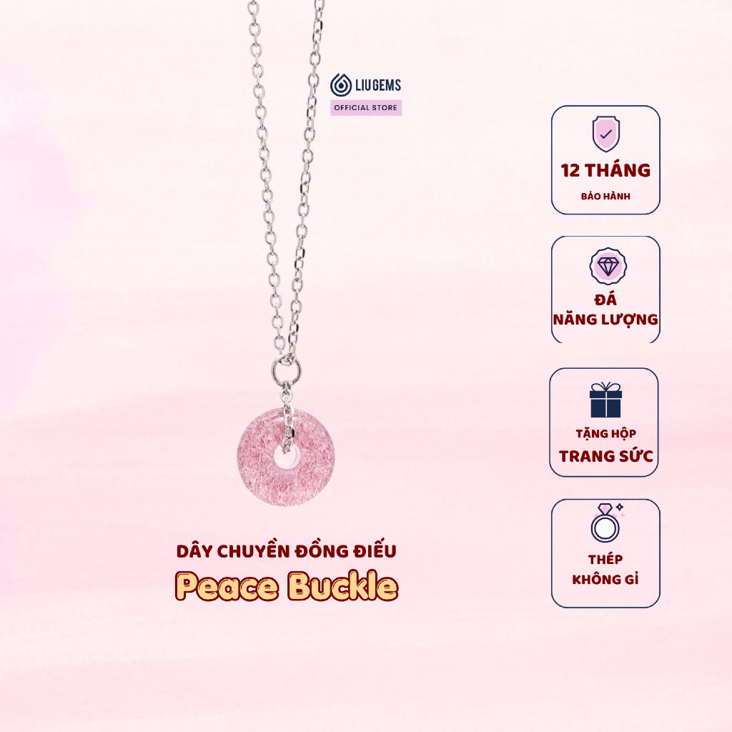 Dây Chuyền Thép Mặt Đá Đồng Điếu Peace Buckle Liugems - Vòng Cổ Nữ Bản Mảnh Thời Trang, Quà Tặng Ý N