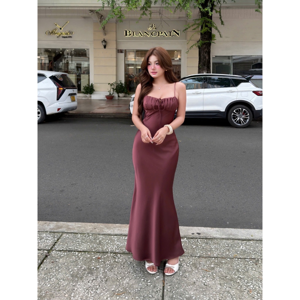 Đầm lụa 2 dây ÉLAN DRESS thiết kế quý phái tối giản | BigBuy360 - bigbuy360.vn
