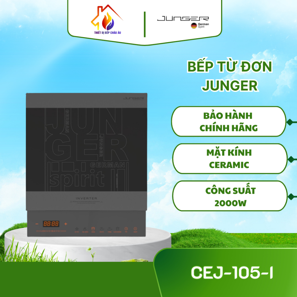 BẾP TỪ ĐƠN JUNGER CEJ-105-I – 1 Vùng Nấu, Công Suất 2000W, Tiết Kiệm Điện