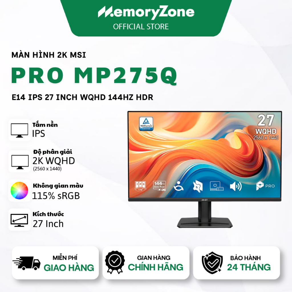 Màn Hình 2K MSI PRO MP275Q / MP273QW E14 IPS 27 inch WQHD 144Hz HDR - Bảo hành 24 tháng chính hãng