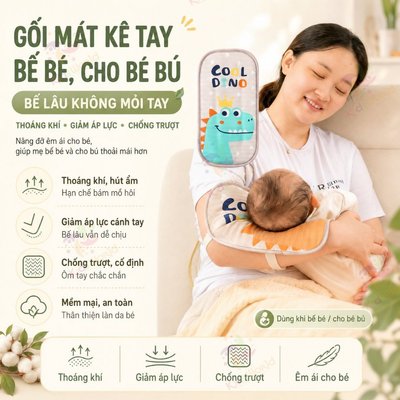 Gối mát kê tay bế bé,cho bé bú êm ái thoáng khí, giảm mỏi tay cho mẹ KidAndMom