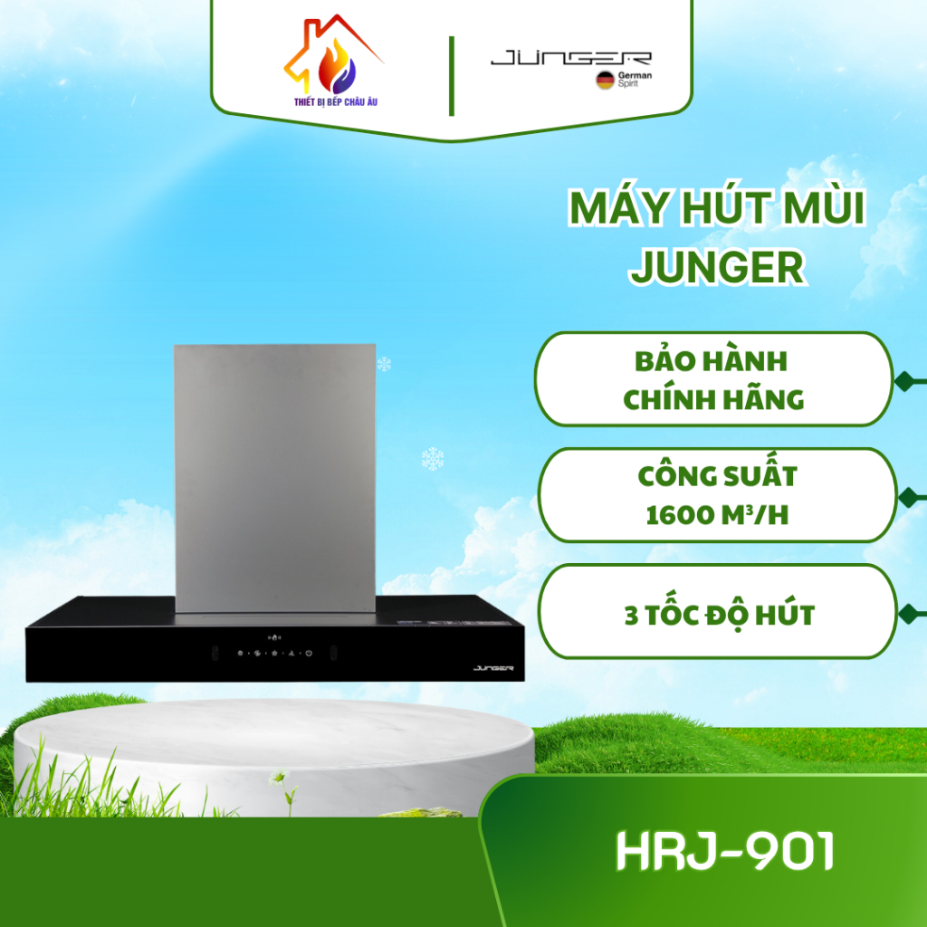MÁY HÚT MÙI JUNGER HRJ-901 – Công Suất 1600m³/h, Cảm Biến Vẫy Tay Smart Control