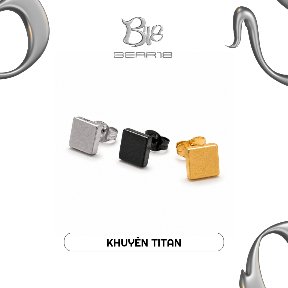 Bông tai - khuyên tai đẹp, chất liệu titan không gỉ , hoa tai unisex phù hợp cho nam và nữ BEAR18-KT