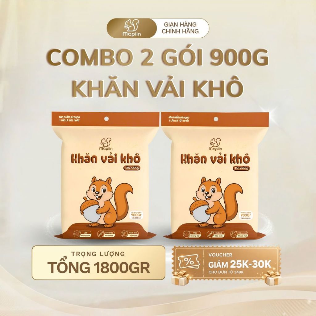 2 Khăn Vải Khô Đa Năng Mapiin 900G Mềm Mại An Toàn Với Mọi Làn Da Chất Liệu…