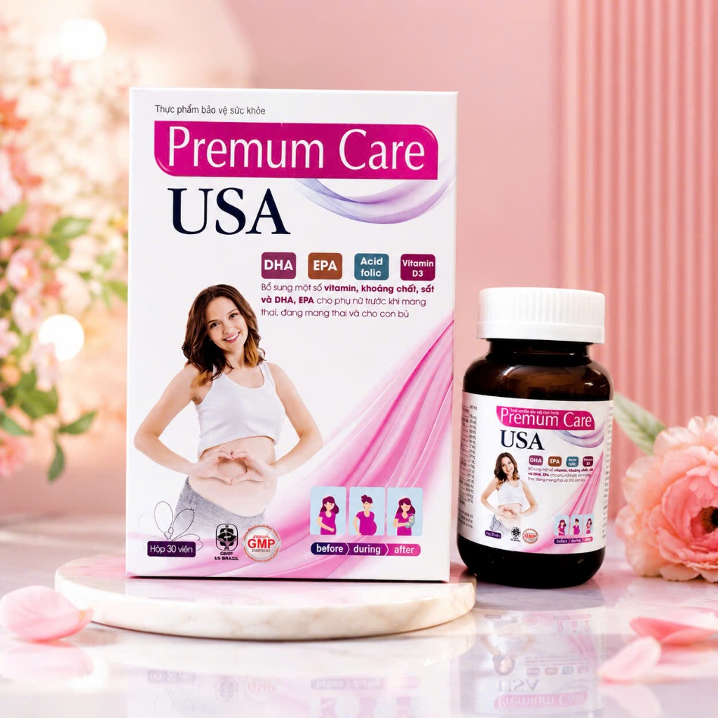 (Hộp 30viên) Premum Care USA DHA - Bổ sung SẮT Và VITAMIN, KHOÁNG CHẤT CHO MẸ BẦU bồi bổ sức khỏe, n