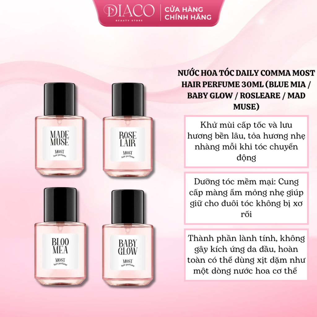 NƯỚC HOA TÓC DAILY COMMA MOST HAIR PERFUME 30ML (BLUE MIA / BABY GLOW / ROSLEARE / MAD MUSE)