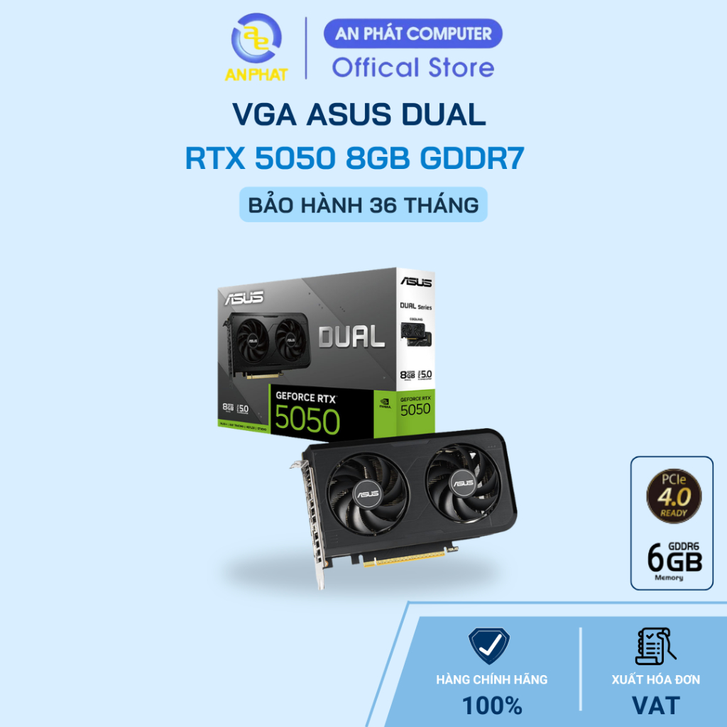 Card màn hình ASUS Dual RTX 5050 8GB GDDR6 (DUAL-RTX5050-8G) [Hàng mới, chính hãng, fullbox, có xuất