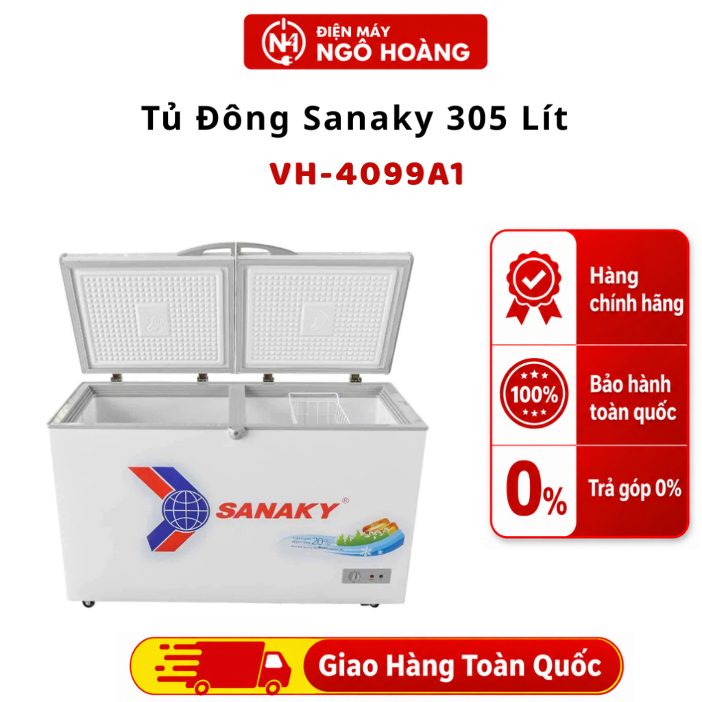VH-4099A1 - Tủ Đông Sanaky 305 Lít VH-4099A1 Dàn Lạnh Đồng Bảo Quản Thực Phẩm Hiệu Quả, tủ cấp đông 