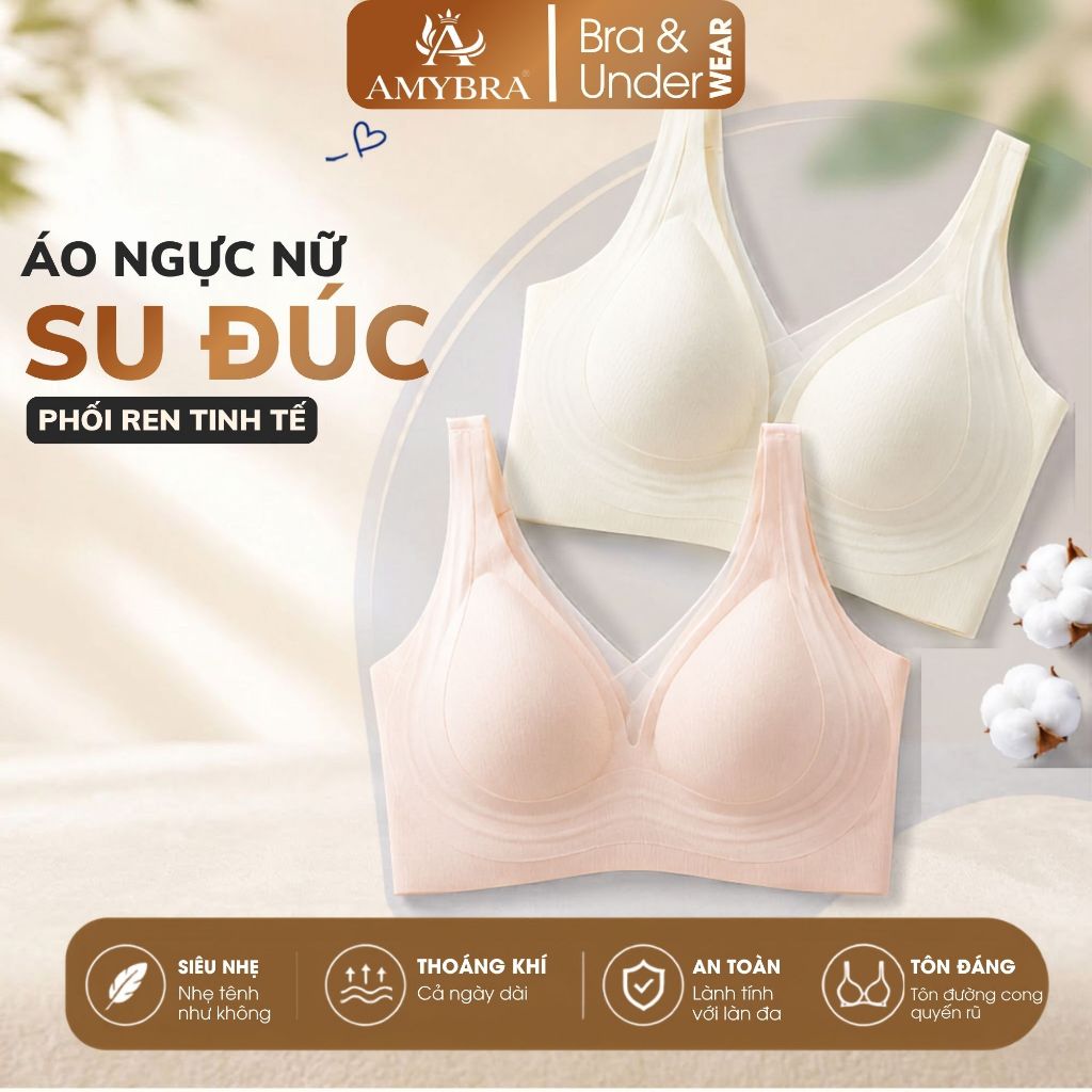[ XẢ HÀNG ] Áo Lót Nữ Su Mềm Mịn AMYBRA A2377, Áo Ngực Su Đúc Viền Lưới Cao Cấp Thoáng Khí Dễ Chịu