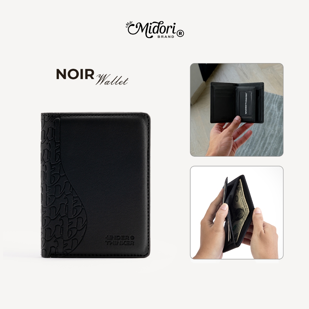 Ví Da Đứng Monogram NOIR Bóp Cầm Tay Nam Nữ Đựng Tiền Thẻ Nhiều Ngăn | MIDORI STUDIO