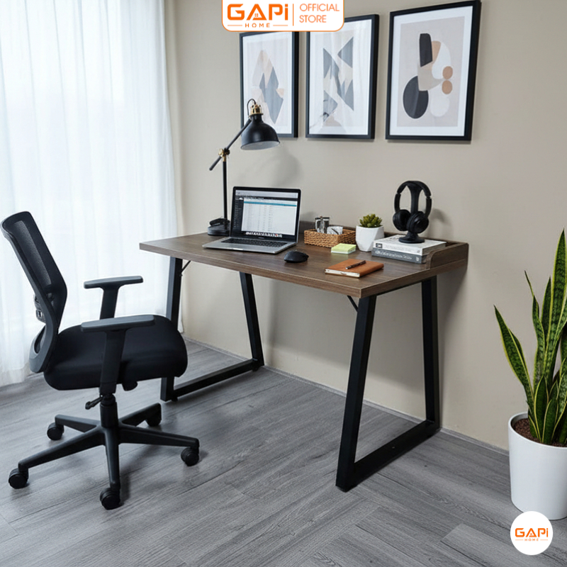 Bàn làm việc thông minh với chân kim loại bền vững và mặt gỗ MDF hiện đại - GM228