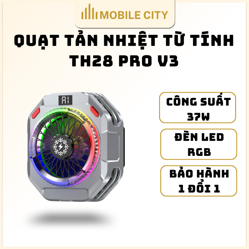 Sò Lạnh TH28 Pro AI V3 2026 - Quạt tản nhiệt điện thoại, công suất 37W, làm lạnh cực nhanh - BH 3 Th