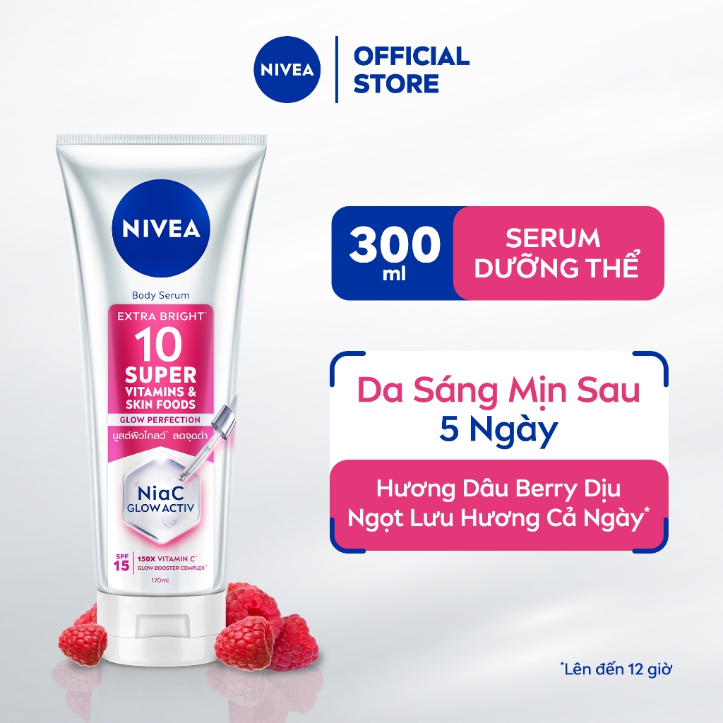 Serum Dưỡng Thể NIVEA 10 Super Vitamins & Skin Foods Sáng Da/Vitamin Extra Bright C&AHA Dưỡng Sáng (300ml) - 93824/99197 | BigBuy360 - bigbuy360.vn