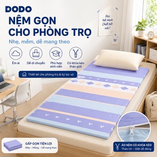DODO Nệm Foam Gấp Gọn Dày 5cm, Nệm Mềm Nhẹ Cho Phòng Trọ Ký Túc Xá, Có Khóa Kéo Tháo Giặt