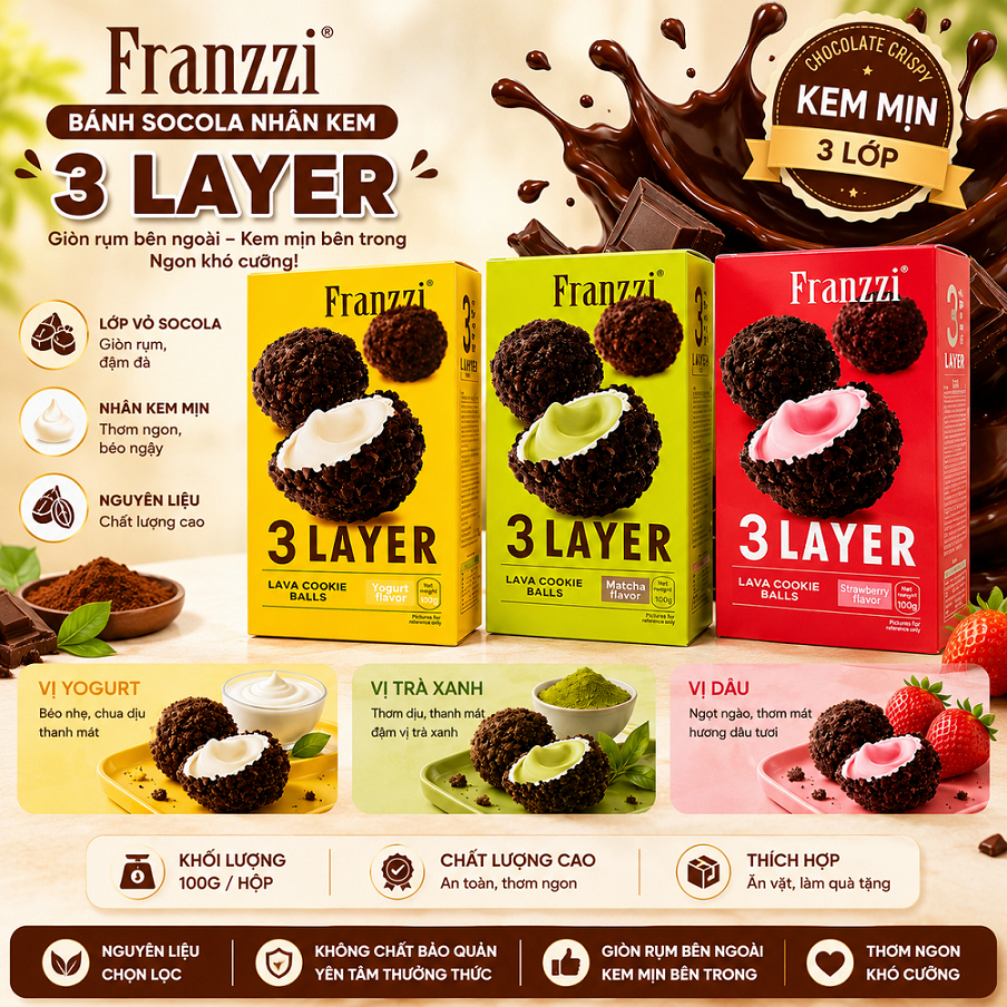 Bánh Xốp Viên Nhân Kem Franzzi Hộp 100G