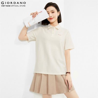 [Online Exclusive] GIORDANO Áo Thun Nữ Ngắn Tay Có Cổ Ice Cooling Embroidery Polo 5315391-02