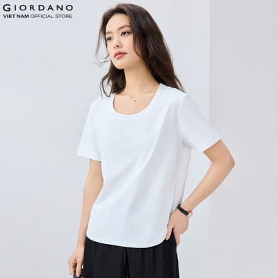 [Online Exclusive] GIORDANO Áo Thun Nữ Trơn Ngắn Tay 5325443
