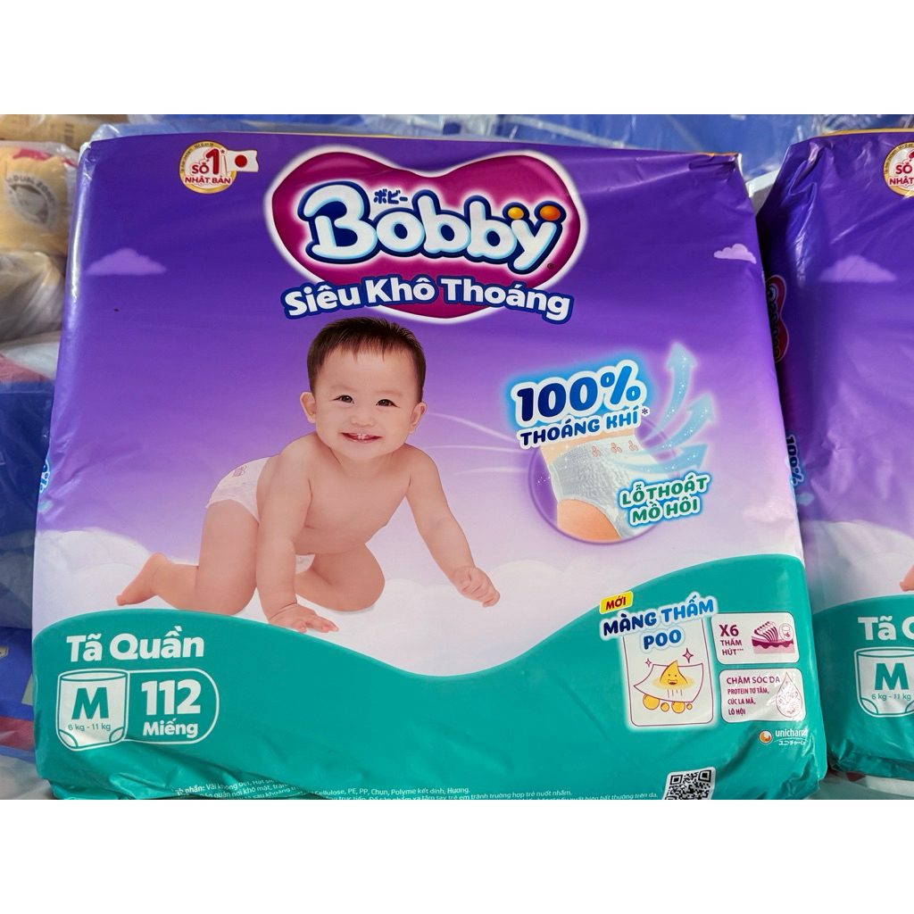 Tả quần Bobby Mega Jumbo size M112 siêu khô thoáng cho bé