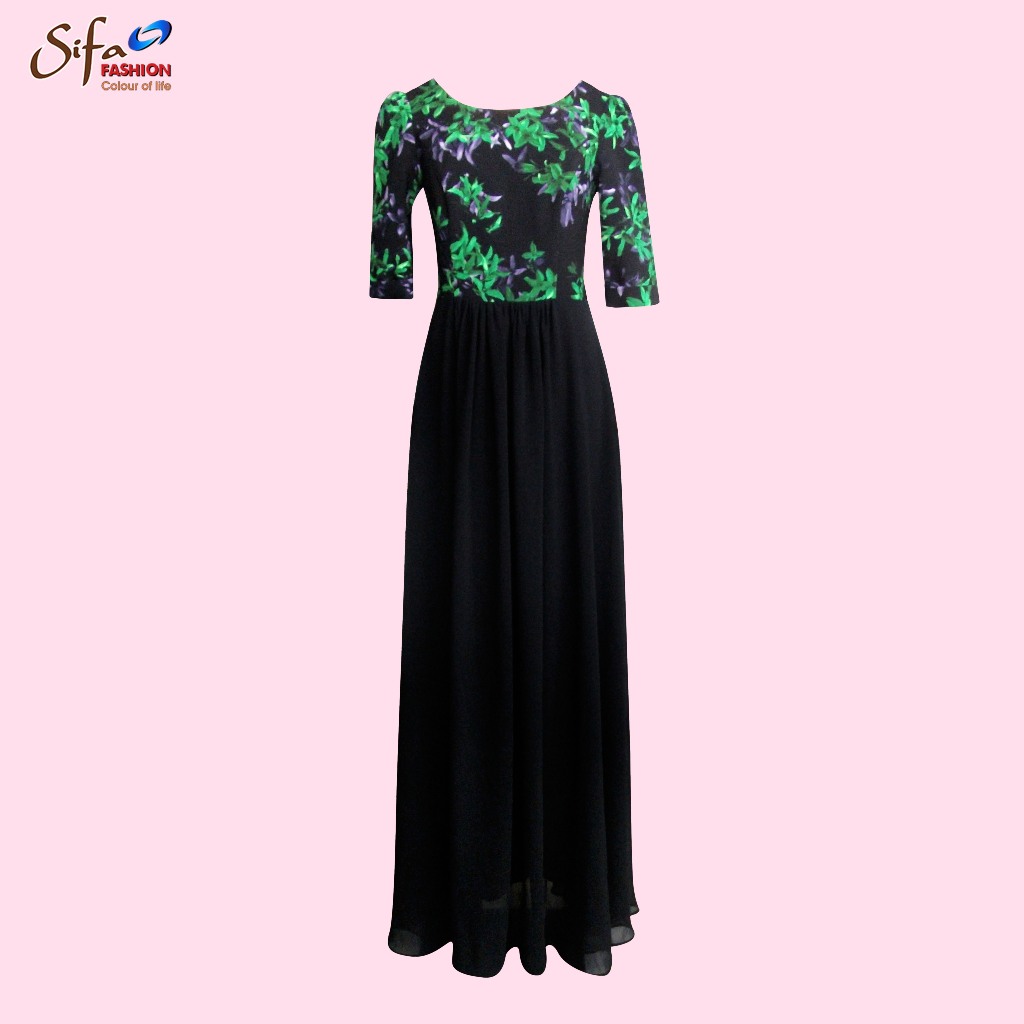 [Sifa Fashion] Đầm dạ hội cổ thuyền tay lỡ dáng xòe TH19752