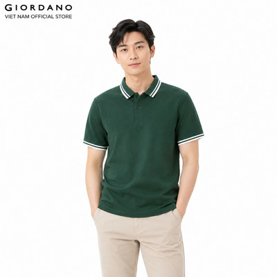 GIORDANO Áo Thun Nam Trơn Ngắn Tay Có Cổ Lycra Polo 01015018