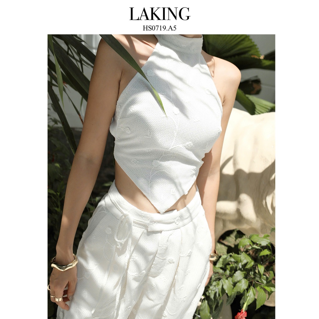 ÁO YẾM TRẮNG KEM HOA FLEUR D'IVOIRE HALTER TOP S719A5