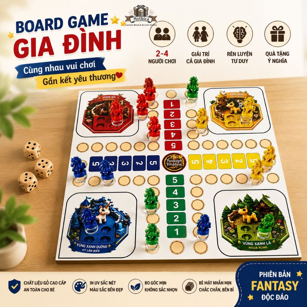 Bộ Cờ Cá Ngựa Gỗ Hai Mặt Cá Ngựa XO Fantasy 30 — ảnh listing minh họa