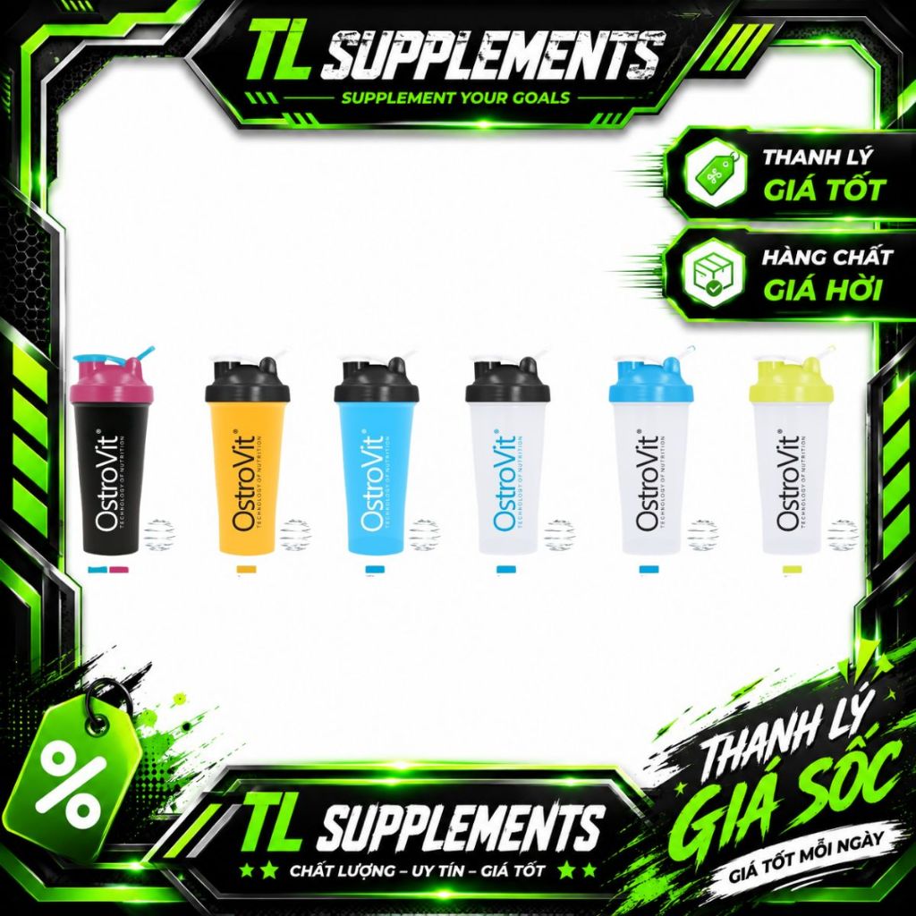 Shaker Clear 600ml (1 Bình) - Shaker, Bình Nước Thể Thao, Dành Chạy Bộ, Tập Gym, Chơi Thể Thao
