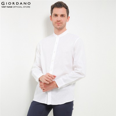 GIORDANO Áo Sơ Mi Nam Cổ Trụ Linen Shirt 01045203