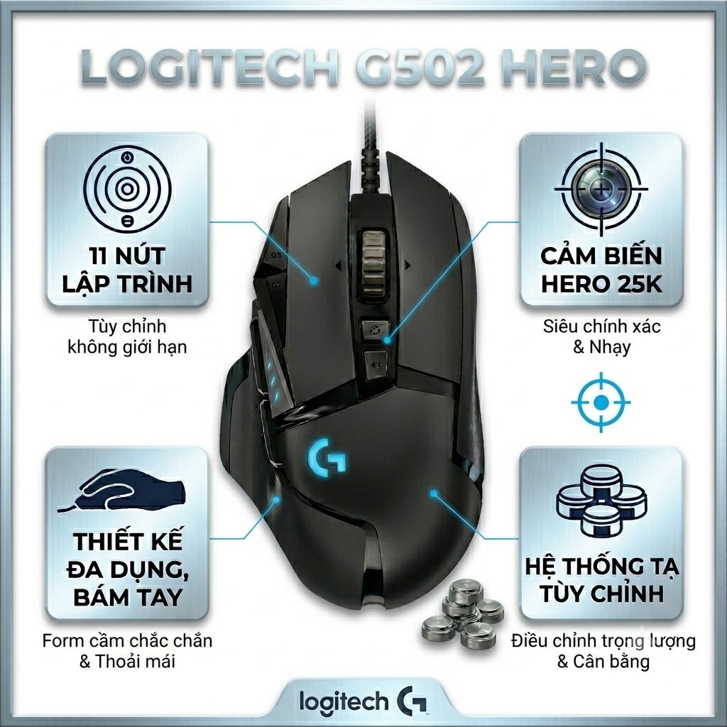 Chuột máy tính Gaming Logitech G502 Hero