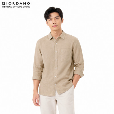 GIORDANO Áo Sơ Mi Nam Dài Tay Linen Shirt 01045201