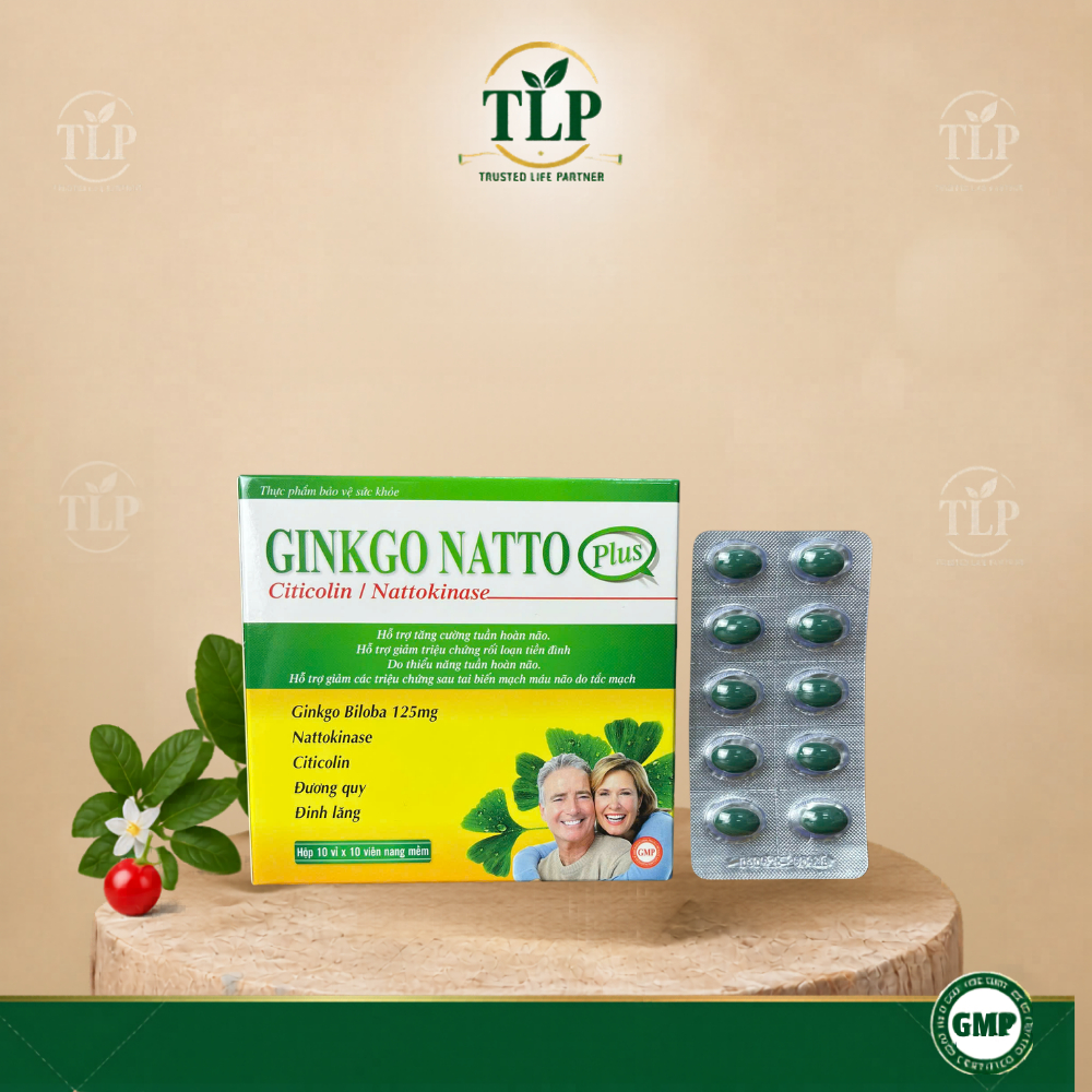 Viên uống GINKGO NATTO PLUS 125mg giúp tăng cường trí nhớ - Hộp 100 Viên