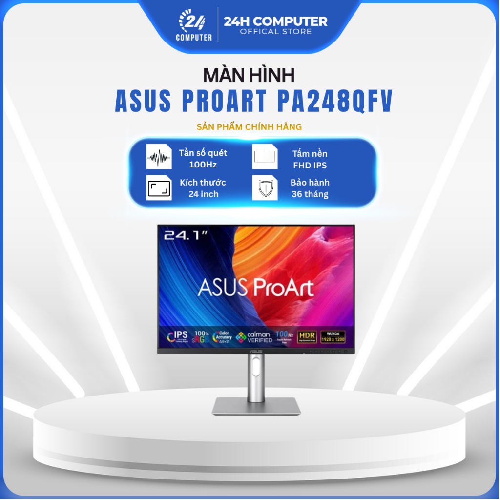 MÀN HÌNH ASUS PROART PA248QFV 24'' IPS 100HZ | NEW| CHÍNH HÃNG| Bảo hành 36 tháng