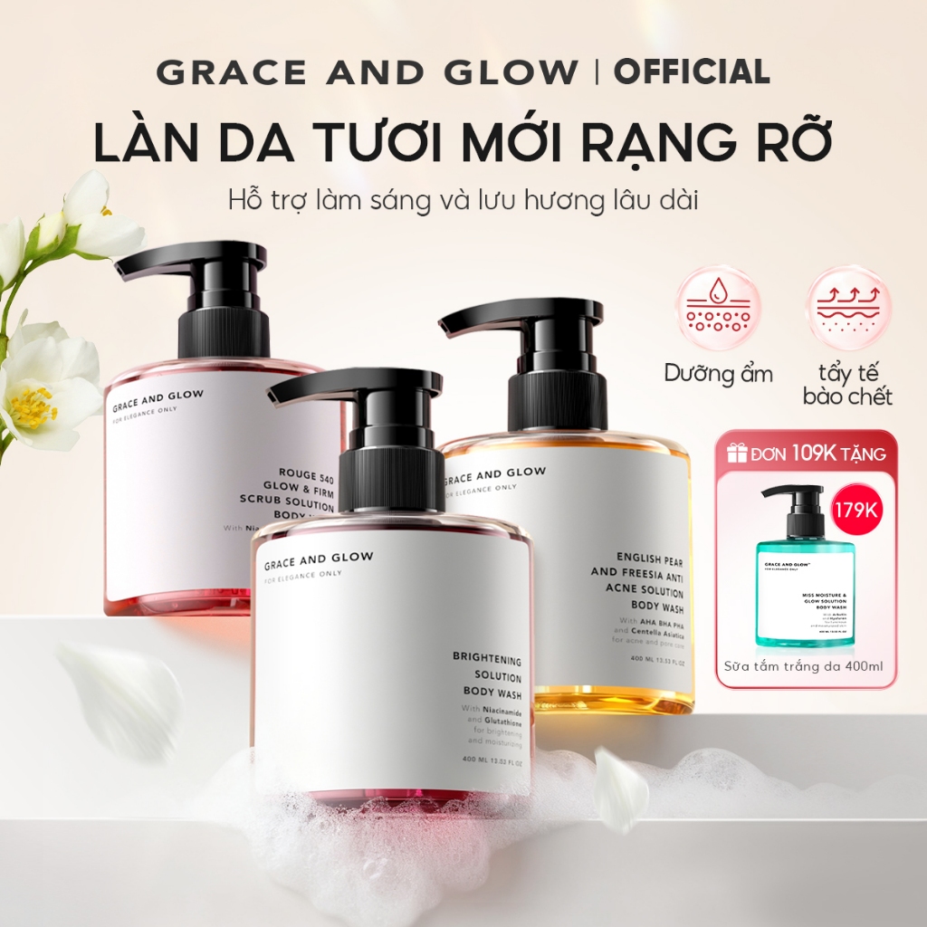 [Tặng kèm quà] Combo 3 sữa tắm nước hoa Grace and Glow 400ml + 400ml + 400ml