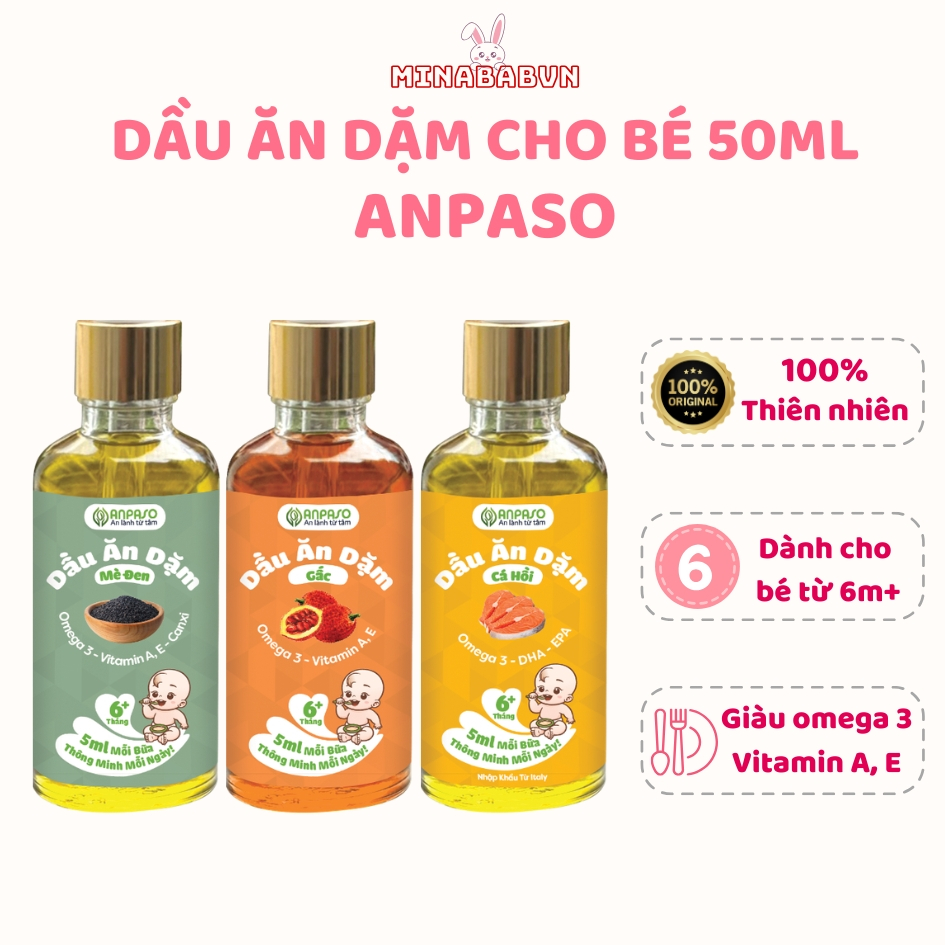 Dầu ăn dặm Anpaso 50ML giúp phát triển trí não, Dầu ăn dặm Anpaso cho bé tăng cường DHA cho bé