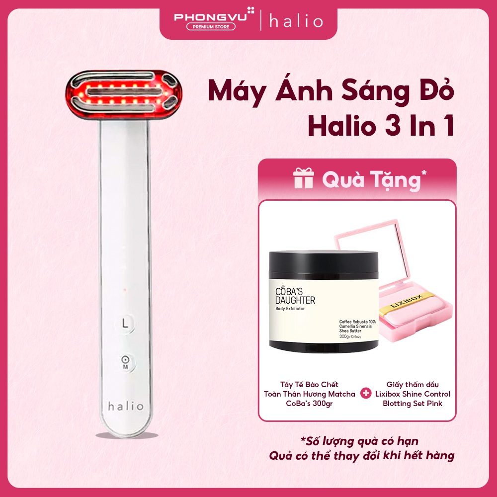 Máy Chăm Sóc Da Halio Red Light Therapy Device 3 In 1 - Ánh Sáng Đỏ Nâng Cơ EMS - BH 24 Tháng