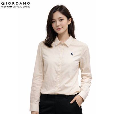GIORDANO Áo Sơ Mi Nữ Logo Sư Tử Lion Shirt 5345093
