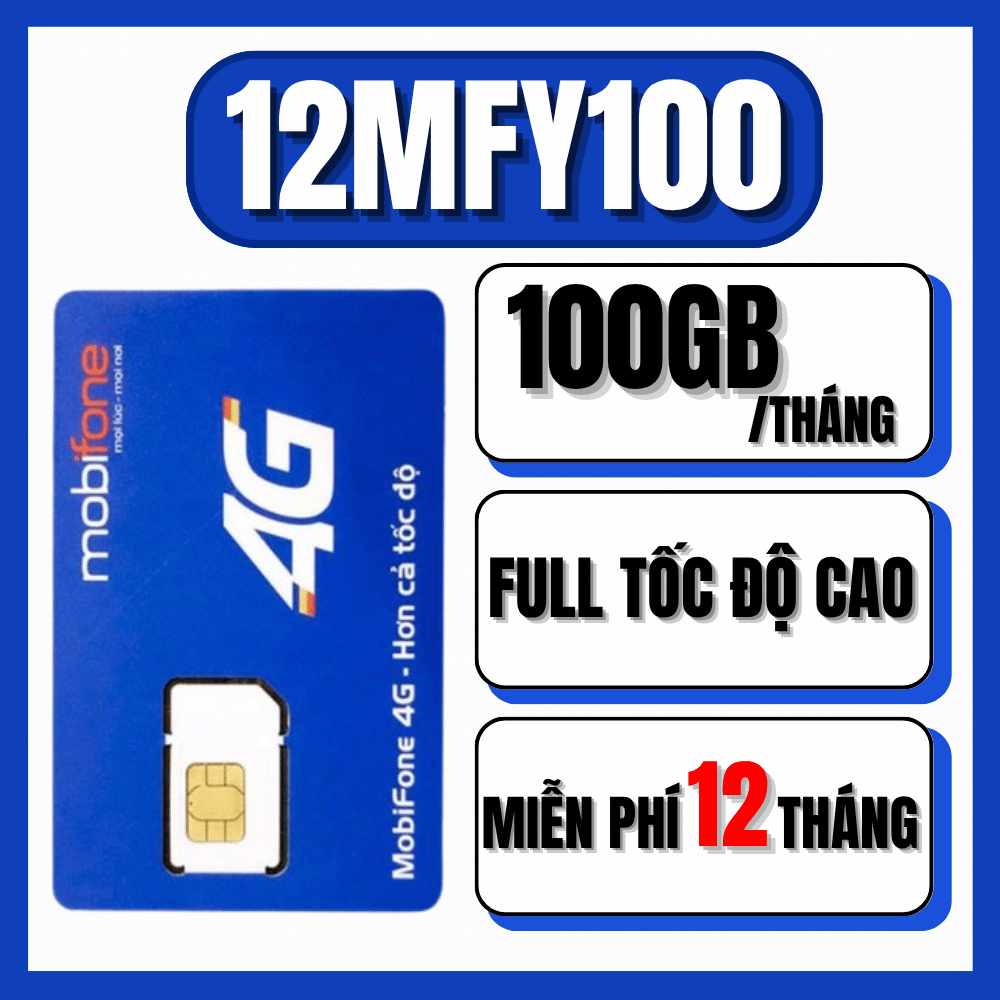 SIM DATA MOBIFONE 12MFY100 5G | Miễn Phí 100GB DATA/Tháng Trọn Gói 1 Năm | SIM DATA TỐC ĐỘ CAO