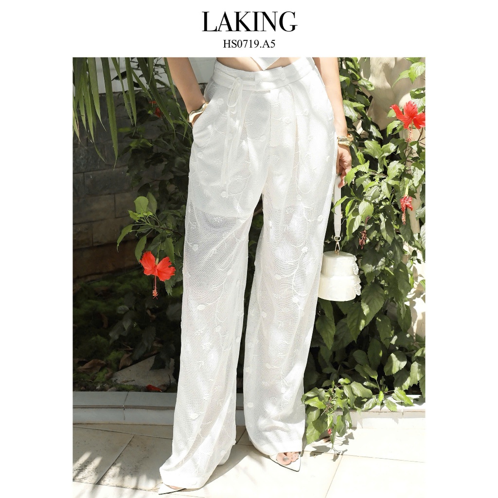 QUẦN TRẮNG KEM DÀI HOA PÉTALE D'IVOIRE TROUSERS Q1923