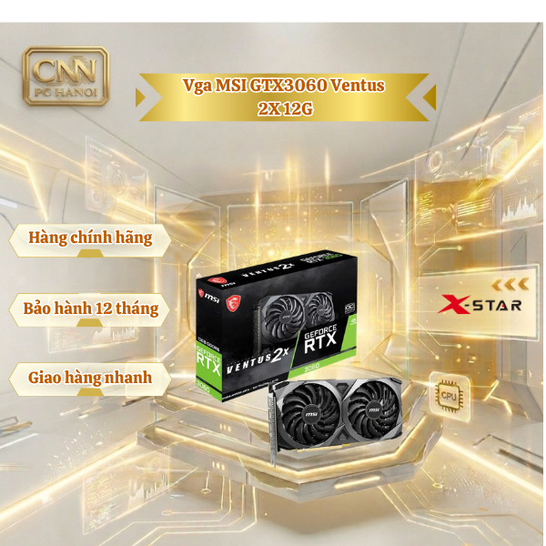 Card màn hình MSI RTX 3060 VENTUS 2X OC 12 GB Hàng Like New (12GB GDDR6, 192-bit, HDMI +DP, 1x8-pin)