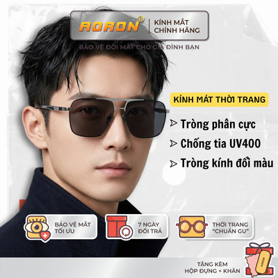 Kính Mát Thời Trang AORON Tròng Phân Cực Cao Cấp Đổi Màu Chống Tia UV400 Đi Nắng Lái Xe Nam Nữ AK331