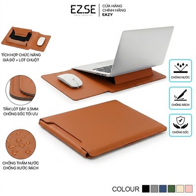 Túi đựng laptop chống sốc đa năng kết hợp lót chuột và giá đỡ EAZY TS05 Bao da macbook ipad , Túi chống sốc máy tính