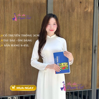 [BÁN CHẠY] Áo Dài Trắng Học Sinh Nữ Tay Dài Cổ Cao Form Chuẩn Ôm Eo Vải Dày Dặn Không Lộ Đủ Size