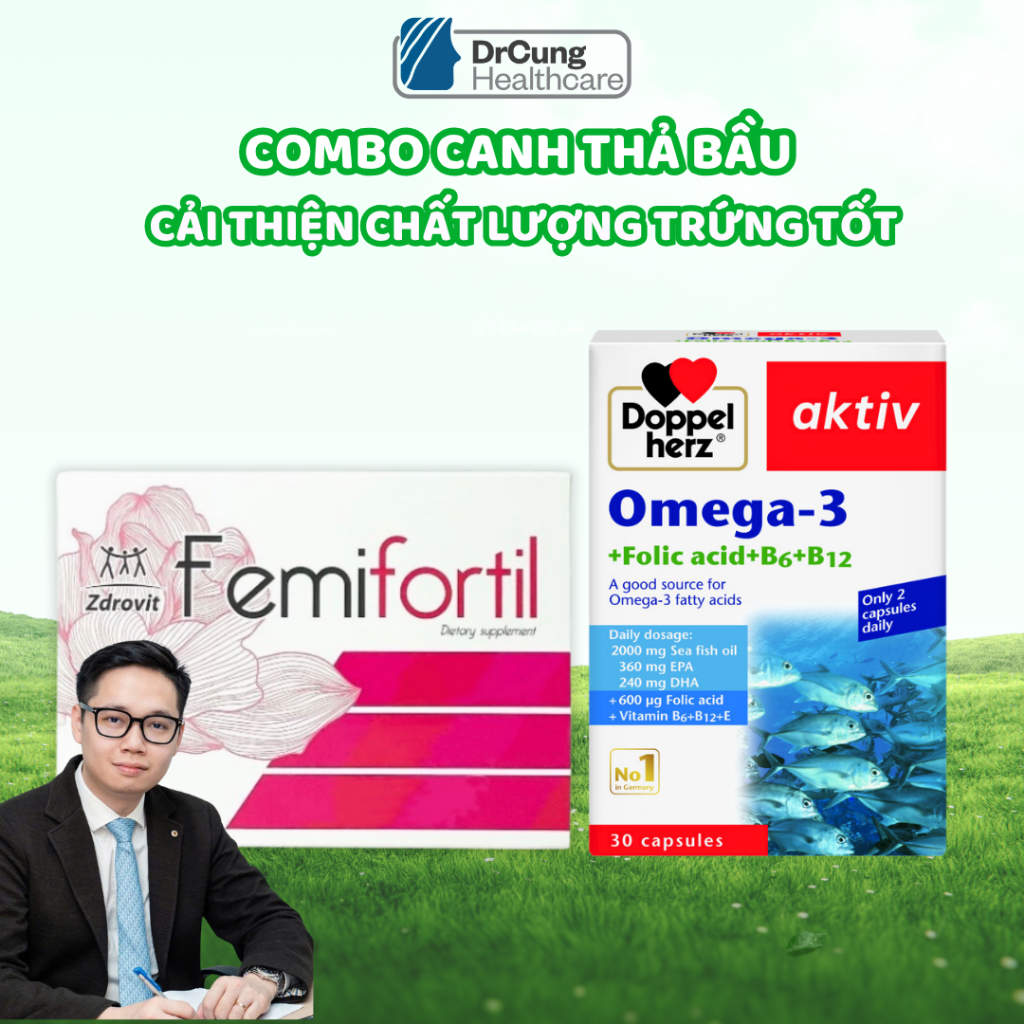 COMBO Femifortil, Dầu Cá Omega 3 DrCung Healthcare - Vitamin Tổng Hợp, Giảm Mệt Mỏi